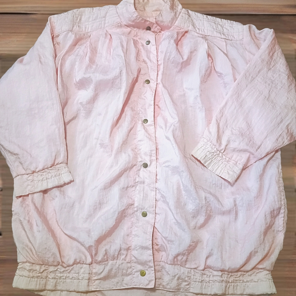 Vtg Abraxas Bomber Jacket Windbreaker Size S 80s 90s Light Pink